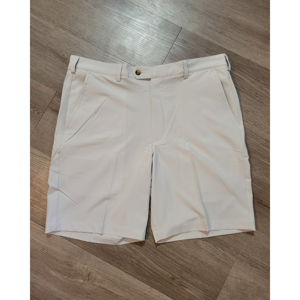 Donald Ross Thistle Stretch Golf Shorts Mens 36 White Performance Flat Front